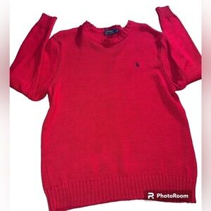 Ralph Lauren Sweater crew neck Mens Red Polo Blue Pony Pullover fall work Large